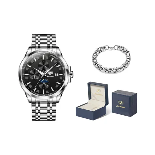 Jin Shi Dun Automatic Mechanical Movement Stainless Steel Watchband Watch Men's Watches Black Dial