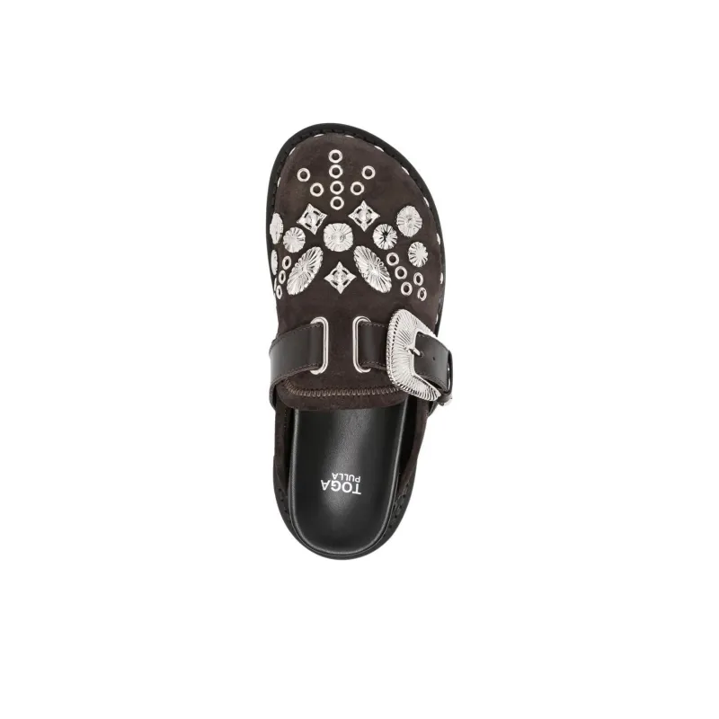 Toga Pulla Rubber Sole Closed Toe Slippers Women's Brown-4