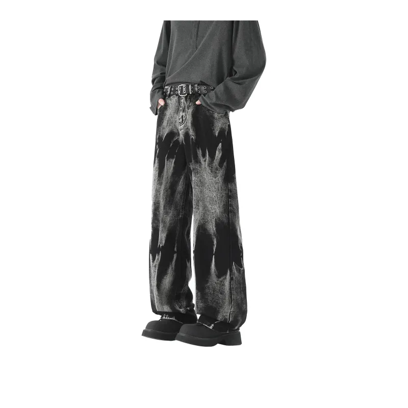 HOKLV Jeans Unisex Black Gray-5