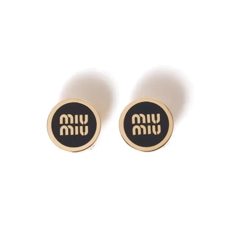 MIU MIU Enamel Earrings Unisex Black-0