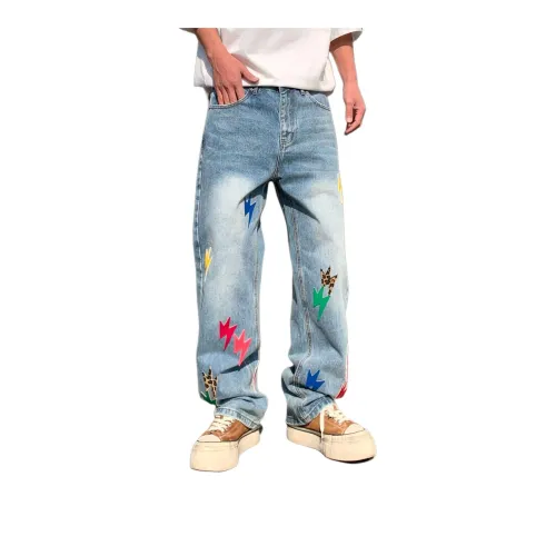 BLANC & ECLARE Loose Fit Wide Leg American Comfortable Slimming Jeans Unisex Blue