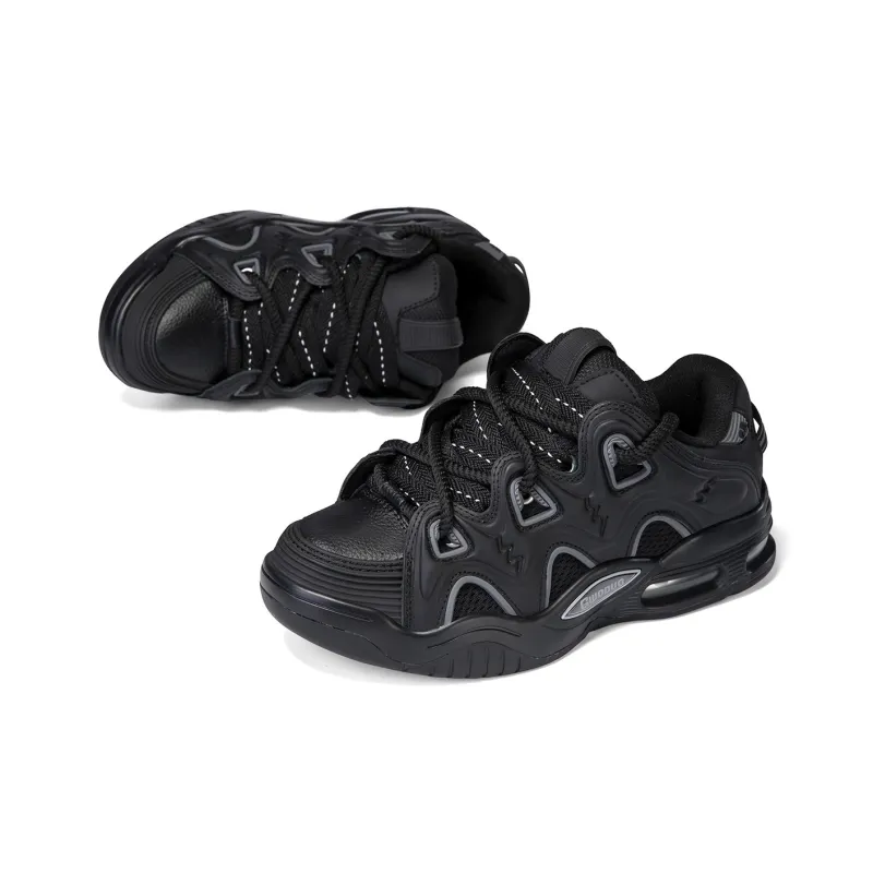 GWODUO Slip Resistant Cushioning Height Increasing Low Top Puffy Skateboard Shoes Unisex-2