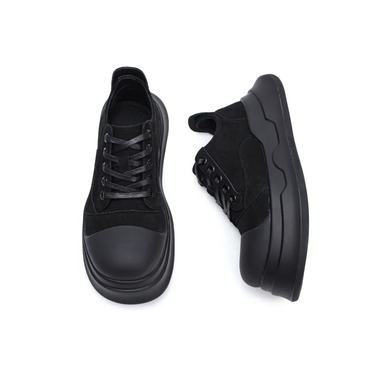 ESTEE GEEA Coverage Anti-Slip Wear-Resistant Breathable Height Increasing Low-Top Skateboard Shoes Unisex Black-1