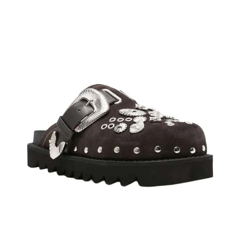 Toga Pulla Rubber Sole Closed Toe Slippers Women's Brown-2