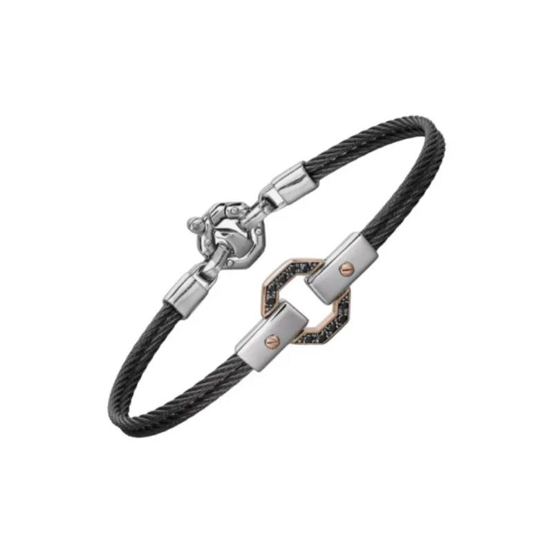 BARAKA Diamond Stainless Steel 18K Rose Gold PVD Bracelets Unisex Silver-1