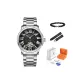 8035 Cool Black, Steel Band[High-End Orange Leather Case+Genuine Leather Strap+Bracelet]