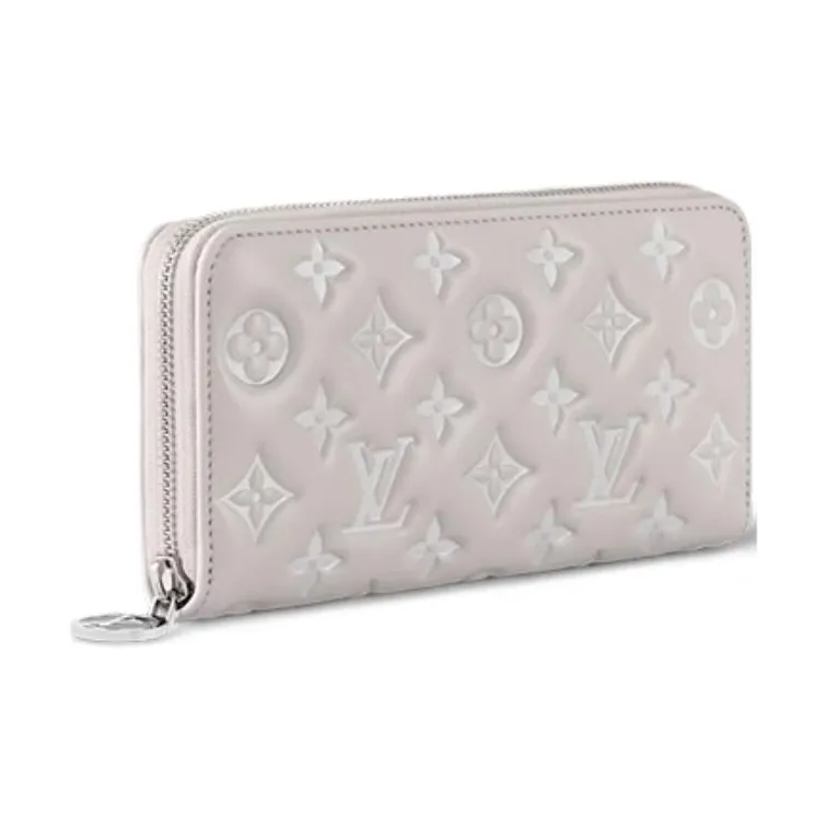 LOUIS VUITTON Zippy Lambskin Wallet Women's Gray White-1