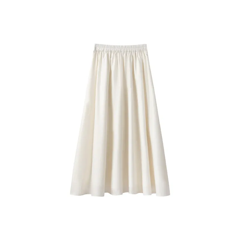 FAIRWHALE Minimalist Style A Shaped Half Length Casual Long Skirt Women's Jade White-1