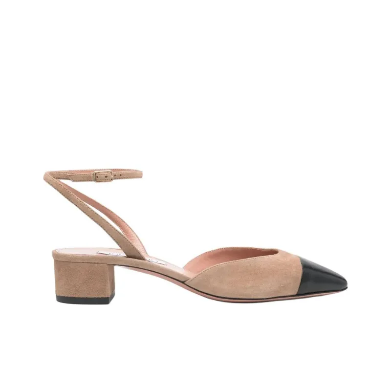 AQUAZZURA French Flirt Chunky Heel High Heels 3.5cm Women's Sandy Brown-1