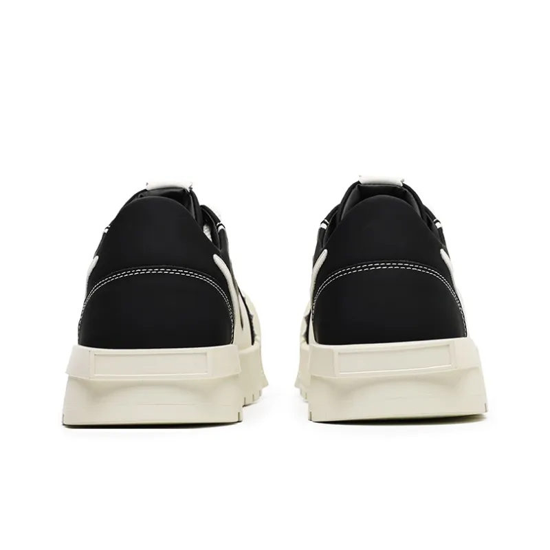 PAVEA Anti Slip And Wear Resistant Height Increasing Low Top Casual Shoes Unisex Black White-3
