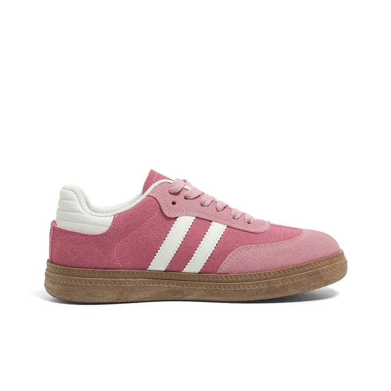 HUANQIU Anti Slip And Wear Resistant Lightweight Low Top Skateboard Shoes Women's Rose Red-1