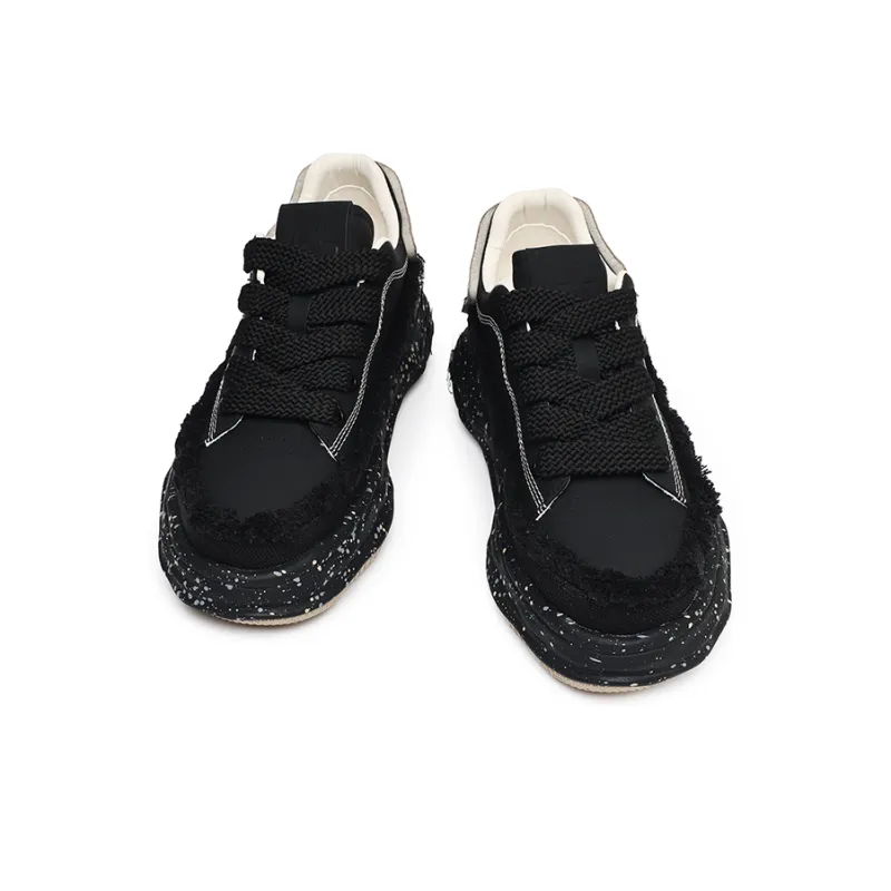 Angelmi Wear Resistant Support Slip Resistant Low Top Skateboard Shoes Unisex Black-2