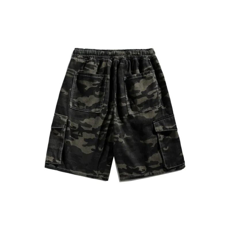 RENBEN Denim Shorts Unisex Camouflage Gray-9