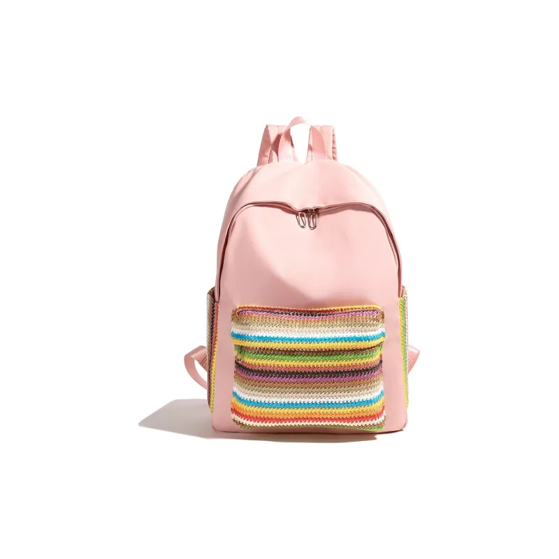 URBAN FOREST Oxford Backpack Regular Unisex Ecru/Black/Green/Pink-19