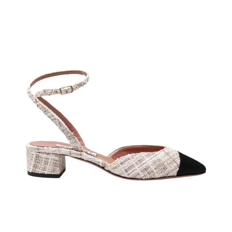 AQUAZZURA French Flirt Block Heel High Heels 3.5cm Women's Beige-1