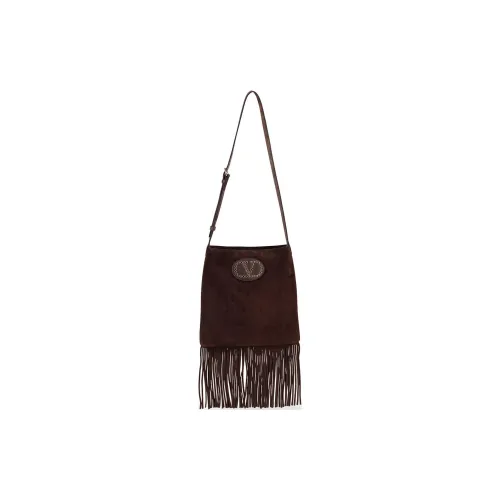 Valentino GARAVANI Small Nubuck Shoulder Bag Women's Brown
