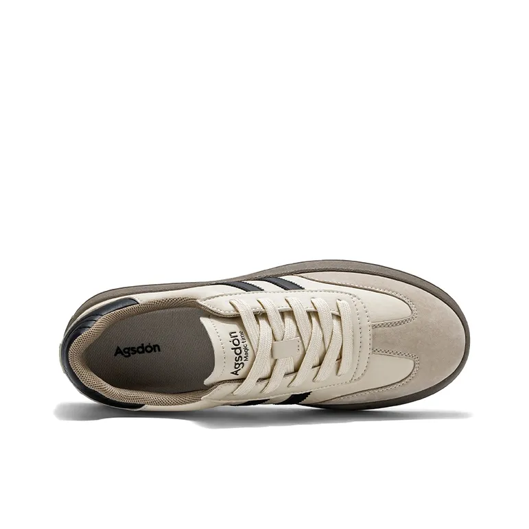 AGSDON Non slip Lightweight Low Top Skateboard Shoes Men's Beige Yellow-1