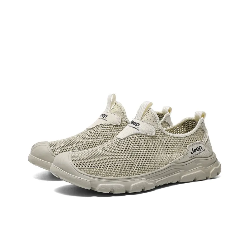 Jeep Anti Slip Wear Resistant Waterproof Breathable Lightweight Warm Coverage Low Top Trekking Shoes Men's Gray-2