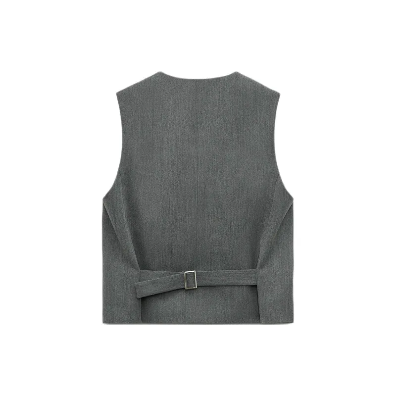 ZARA Vests Women's Gray-1
