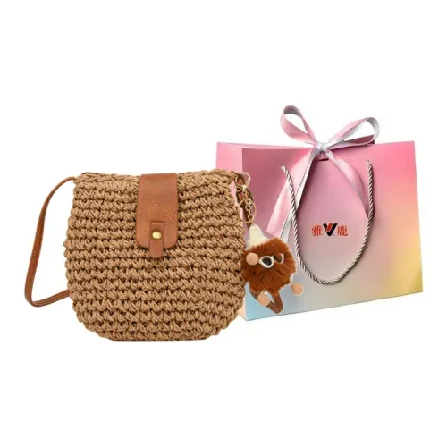 Yalu Straw Woven Shoulder Bag Women's Khaki