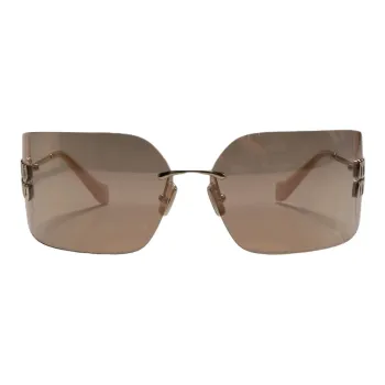 MIU MIU Metal Irregular Shape Sunglasses Women's Gold