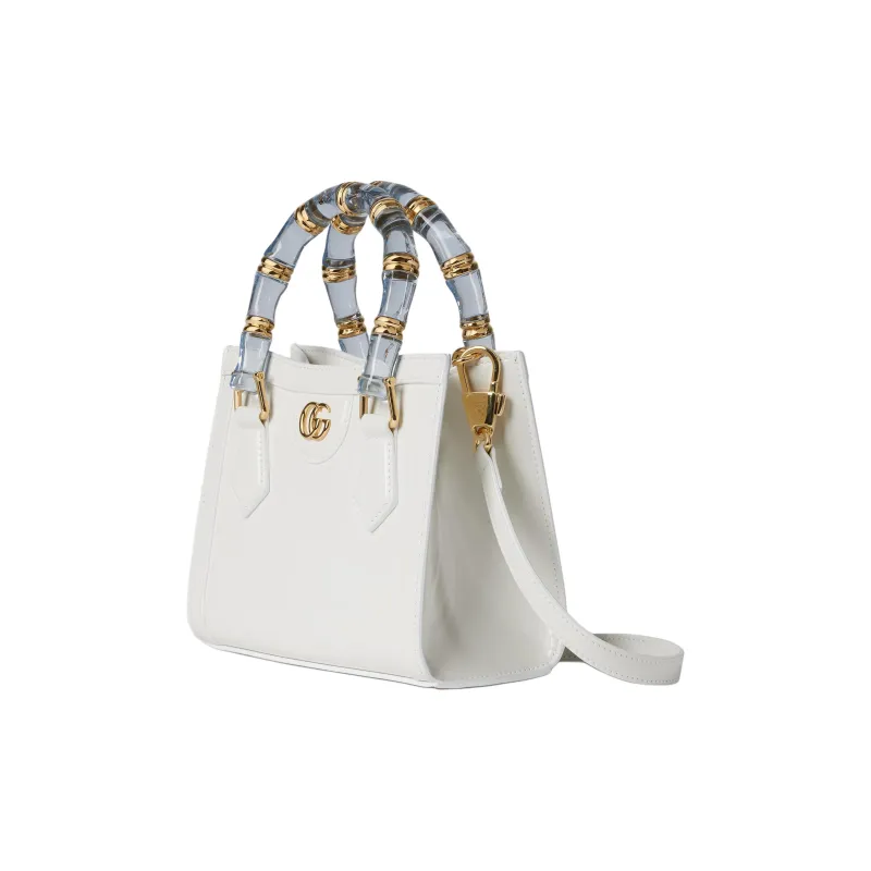 GUCCI Diana Polished Leather Tote Bag, Shopping Bag, Shoulder Bag, Handbag Mini Women's White-1