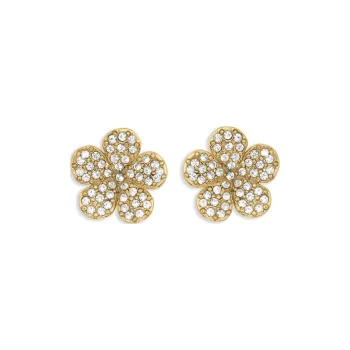 Oscar De La Renta Crystal Flower Stud Earrings