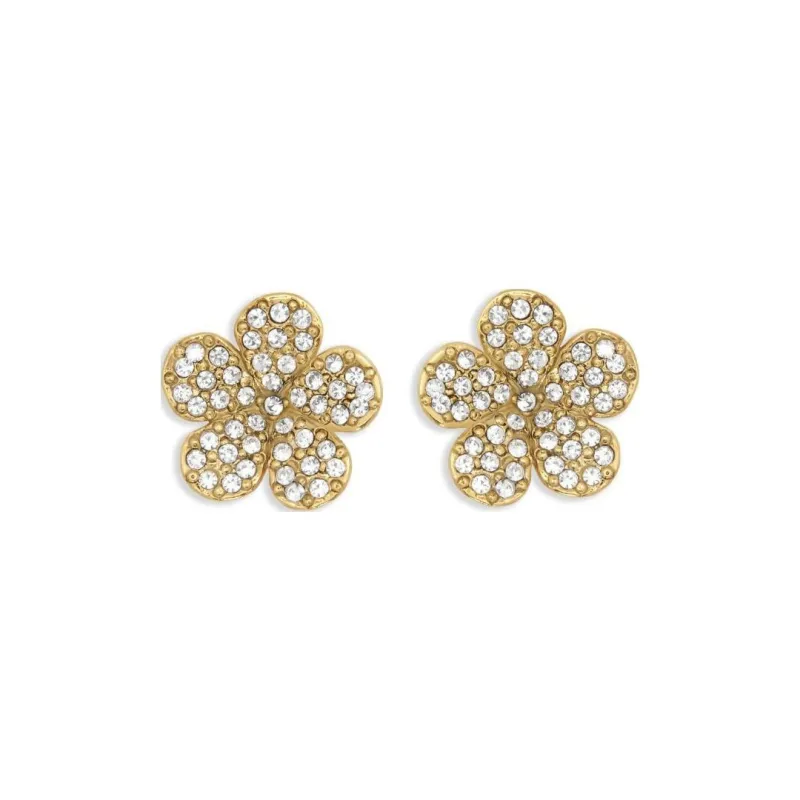 Oscar De La Renta Crystal Flower Stud Earrings-0