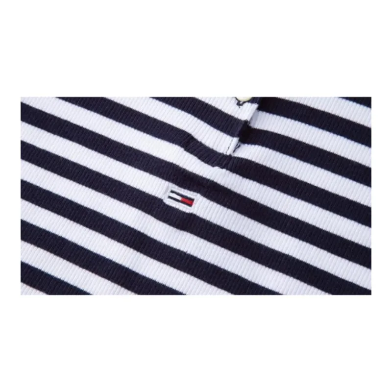 Tommy Hilfiger Polo Shirts Women's Dark Blue White Stripes C87-3