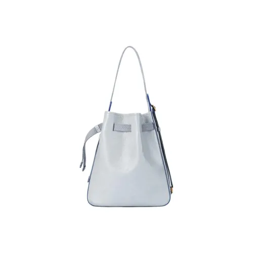 Ecco Cow Leather Shoulder Bag Medium Size Women's Concrete Gray
