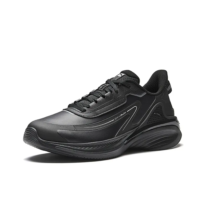 CHAOJIANTA Cushioning Slip Resistant And Abrasion Resistant Low Top Casual Running Shoes Men's Basic Black-1