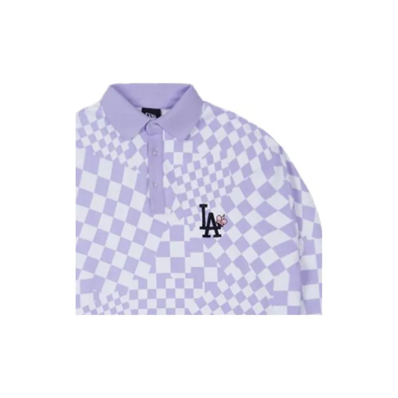 New Era Polo Shirts Unisex Light Purple Plaid-2