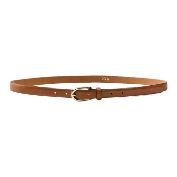 ZARA Leather Leather Belts Women's Brown Width: 2CM