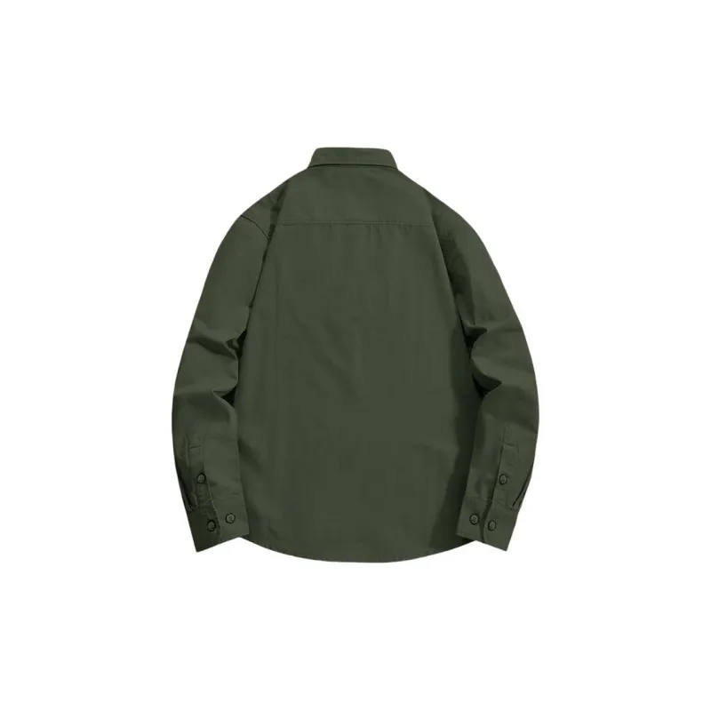 Jeep Outdoor Workwear Shirt Vintage Long Sleeved Coat Men's Khaki-3