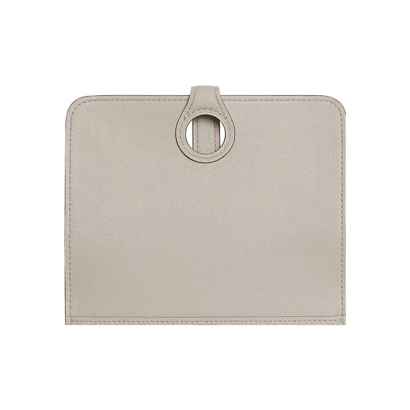 HERMES Dogon Togo Cow Leather Wallet Women's 8L Beton Concrete Gray/Glacier White-2