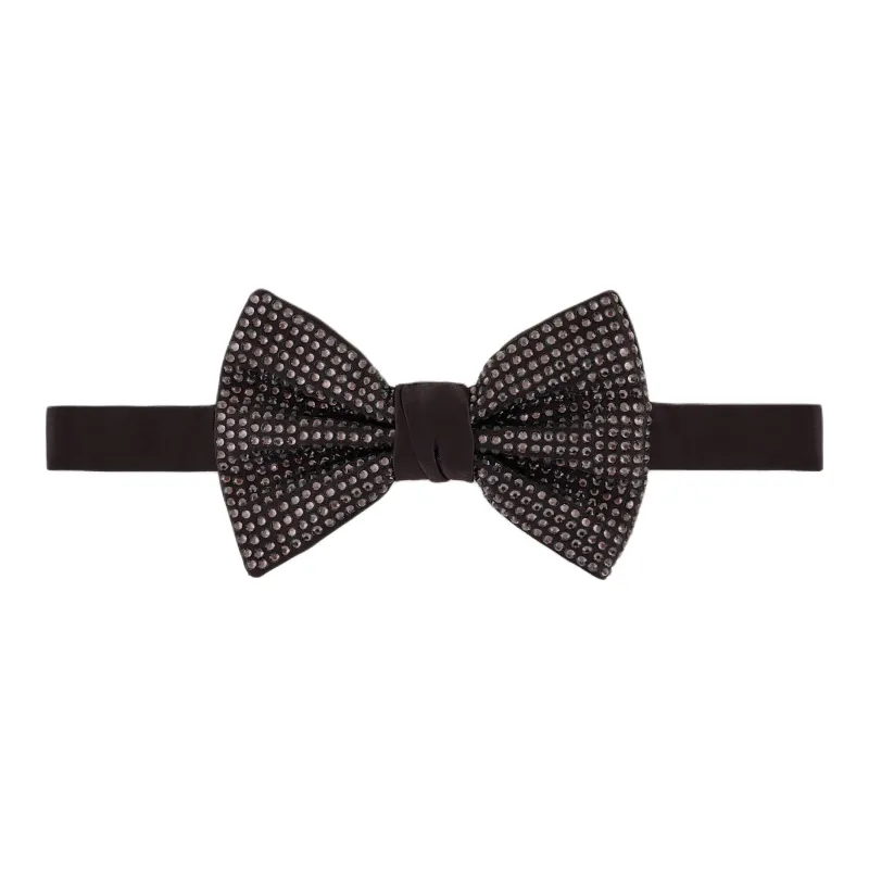EMPORIO ARMANI Silk And Rhinestone Knotted Bow Tie-0