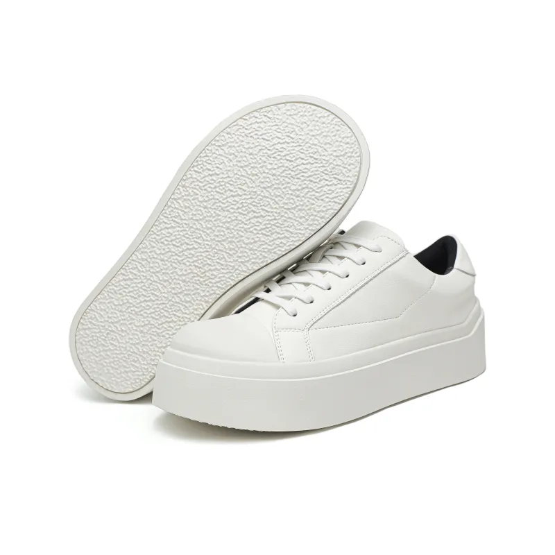 ESTEE GEEA Coverage Anti-Slip And Wear-Resistant Lightweight Height Increasing Low-Top Skateboard Shoes Unisex White-4