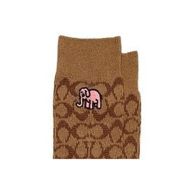 COACH Knee-High Socks Women's Brown-1
