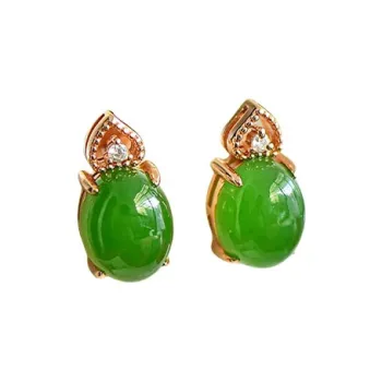 Jade Ink Love Hetian Jade Earrings Jasper Women's