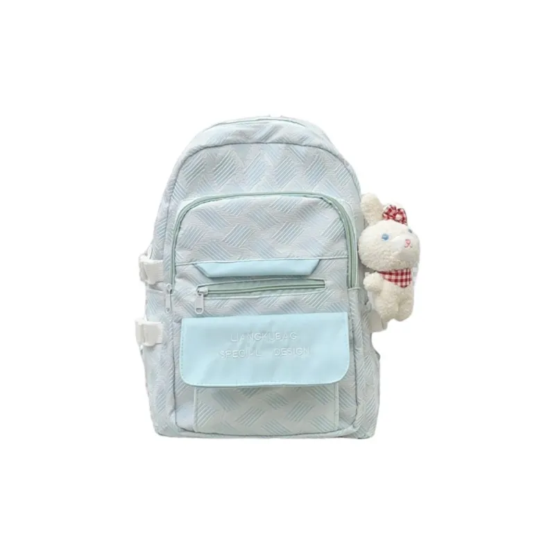 URBAN FOREST Nylon Backpack Regular Women's Gray/Violet/Neon Green/Light Blue-10
