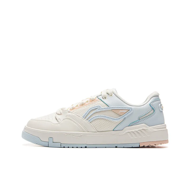 LiNing Wear resistant Non slip And Breathable Low Top Skateboard Shoes Women's White Blue-0