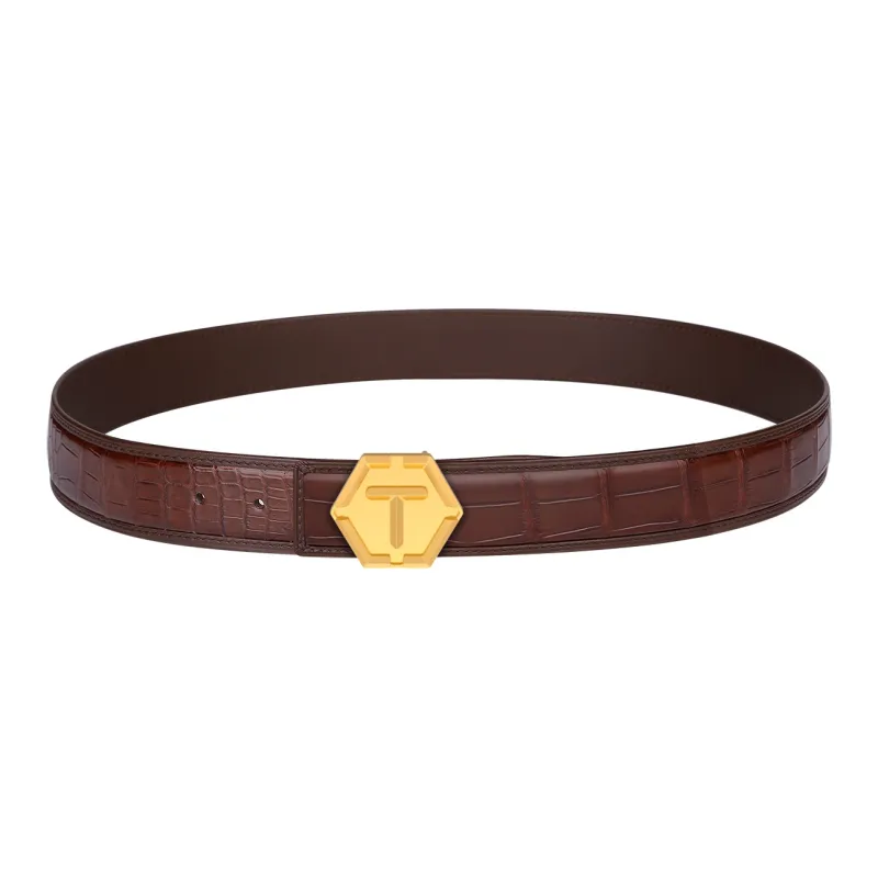 CATELLES Crocodile Leather Leather Belts Men's 3.5cm-11