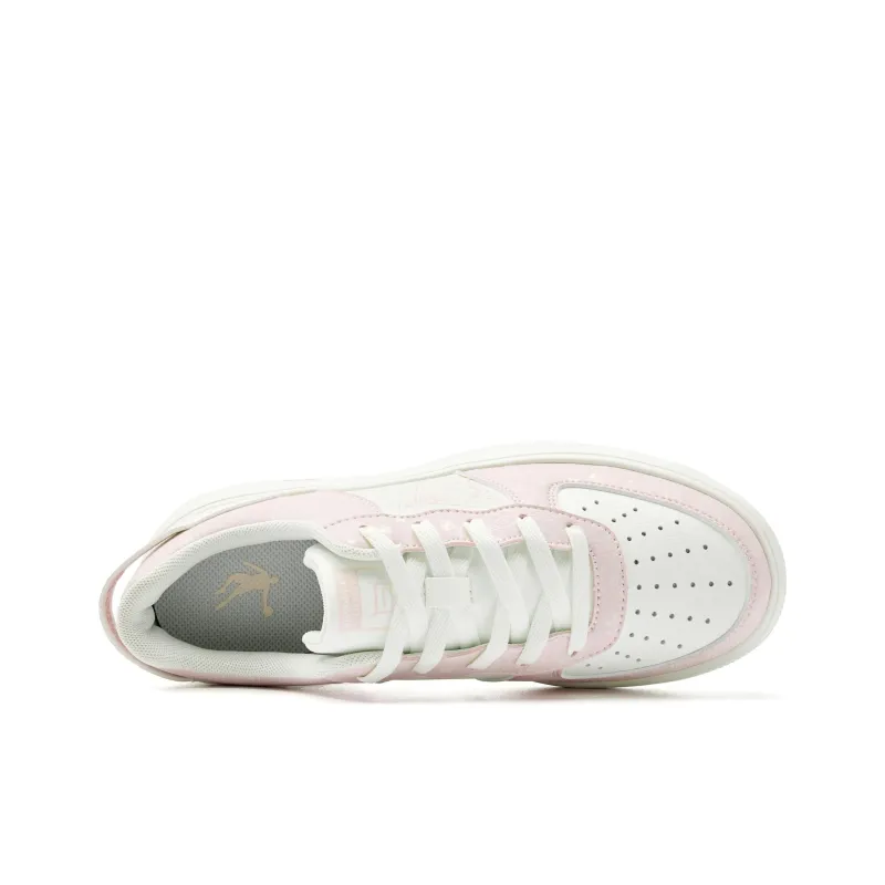 QIAODAN Coverage Slip-Resistant Balance Lightweight Low-Top Skateboard Shoes Women's Ivory White Cloud Pink-3