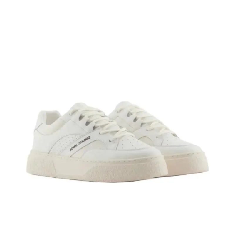 ARMANI EXCHANGEAE Low Top Skateboard Shoes Men's Ecru-2