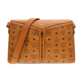MCM Diamante 3D Spanish Calfskin Crossbody Bag, Shoulder Bag Medium Size Unisex Brown