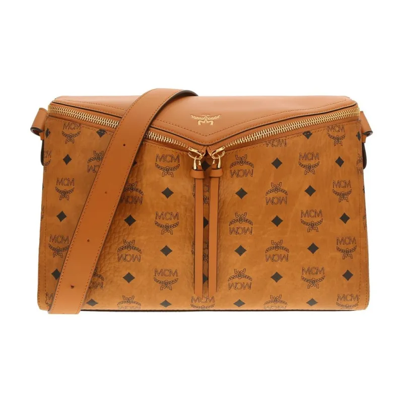 MCM Diamante 3D Spanish Calfskin Crossbody Bag, Shoulder Bag Medium Size Unisex Brown-0