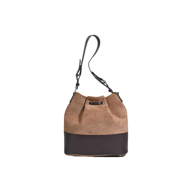 NOMK Suede Shoulder Bag Women's Brown/Coffee/Black-2