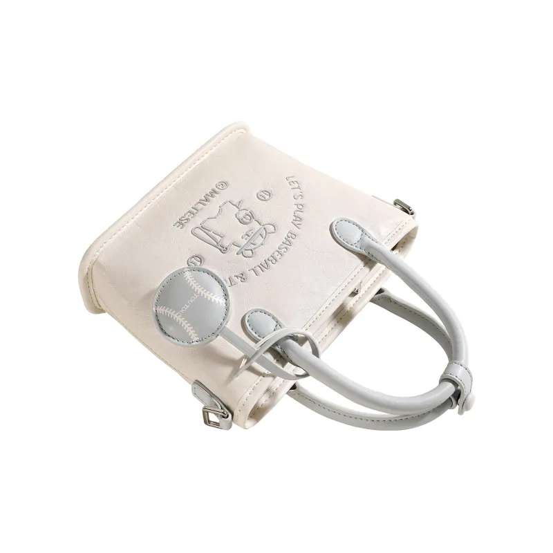 TOUTOU Line Puppy Co branded Model Synthetic Leather Handbag Regular Women's Cream White-4