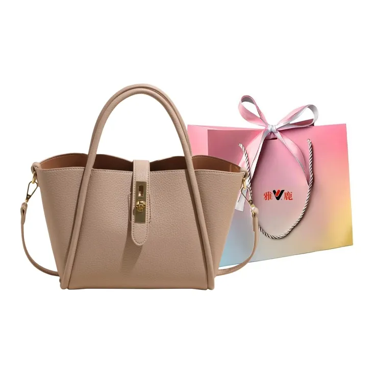 Yalu PU Handbag Regular Women's Black/Ecru/Apricot/Khaki-14