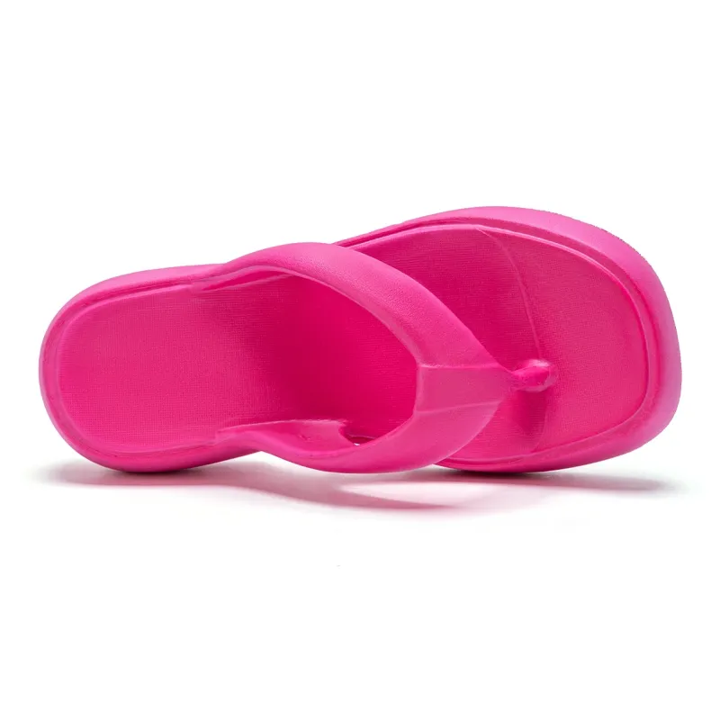 Soft EVA Ankle Platform Height Increasing Women's Flip Flops, Minimalist Style, Versatile Comfortable Home Slippers-2